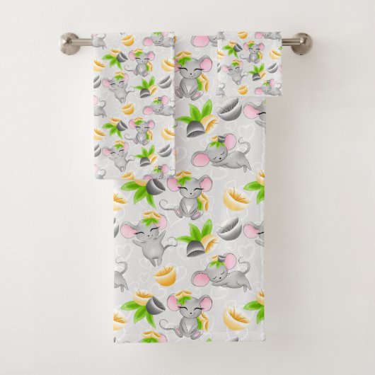 Leuke betegelde muis liefhebbers bad handdoek (Insitu)
