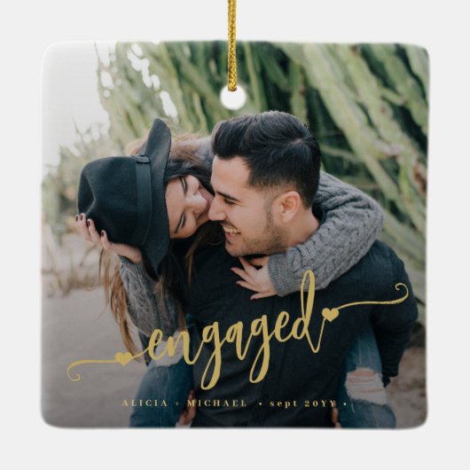 Leuke betrokken scriptfoto keramisch ornament (Achterkant)