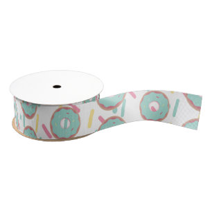 Leuke Bevroren Sprinkels Turquoise Donut Feest Grosgrain Lint