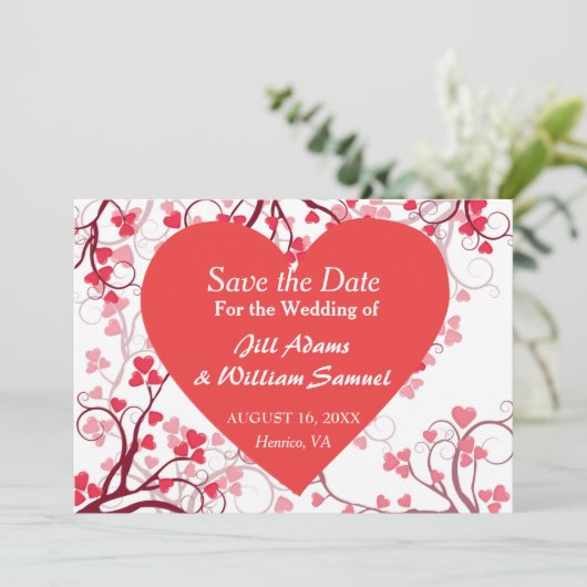 Leuke bewaar de datum valentijnshart save the date (Staand voorkant)