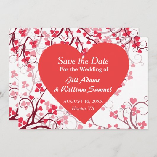Leuke bewaar de datum valentijnshart save the date (Voorkant / Achterkant)