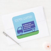 Leuke bewegende vrachtwagen bewegende aankondiging vierkante sticker (Envelop)