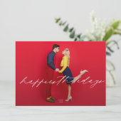 leuke bewerkbare fotokalligrafie Happiest Feestdagenkaart (Staand voorkant)