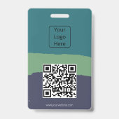 Leuke bewerkbare kleuren QR Code & Logo ID Badge (Voorkant)