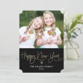 Leuke bewerkbare NIEUWEJAARSFOTOKAART in kleur Feestdagenkaart (Staand voorkant)