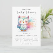 Leuke bewerkbare uil Baby shower Kaart (Staand voorkant)