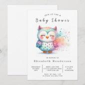 Leuke bewerkbare uil Baby shower Kaart (Voorkant / Achterkant)