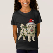 Leuke Bichon Frise Santa Kerstboom Lichten Xmas T-shirt (Voorkant)
