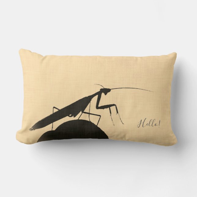 Leuke bidsprinkhaan insect silhouet werp kussen (Voorkant)