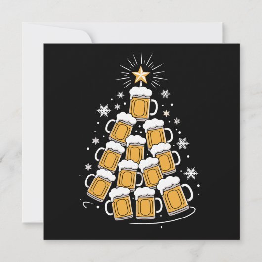 Leuke Bier Kerstboom Feest Drinken Feestdagenkaart (Voorkant)
