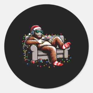 Leuke Bigfoot Gamer Kerstmis Sasquatch Xmas Geloof Ronde Sticker