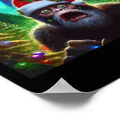 Leuke Bigfoot-selfie met Alien UFO-kerst-ruimtesch Poster (Hoek)