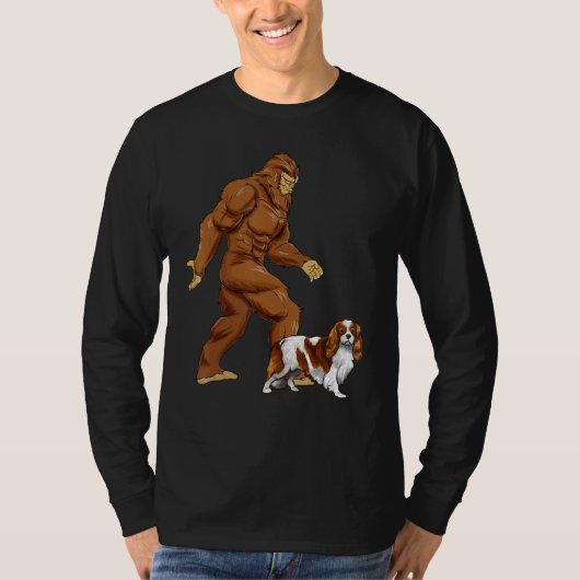 Leuke Bigfoot Walking Cavalier King Charles Spanie T-shirt (Voorkant)