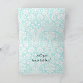 Leuke bij; Blauwgroen damast patroon Notitiekaartje (Binnen)