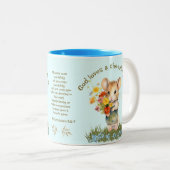 Leuke Bijbelschrift Mok Muis Bloemen Blauw Aqua (Voorkant rechts)