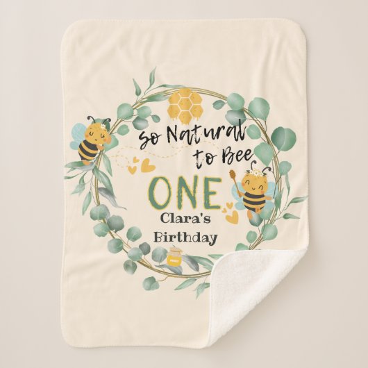 Leuke Bijen 1e Eerste Verjaardagsfeestgeschenk Sherpa Deken (Voorkant)