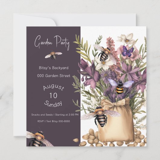 Leuke Bijen Vlinders en Bloemzaden Kaart (Voorkant)