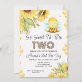 Leuke bijen zonnebloemen 2e verjaardag uitnodiging (Voorkant)