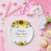 Leuke Bijen & Zonnebloemen Eucalyptus Baby shower Papieren Bordje (Feest)