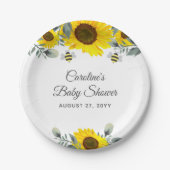 Leuke Bijen & Zonnebloemen Eucalyptus Baby shower Papieren Bordje (Voorkant)