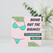 Leuke Bikini Zwembad Bachelorette Party Uitnodigin Kaart (Staand voorkant)