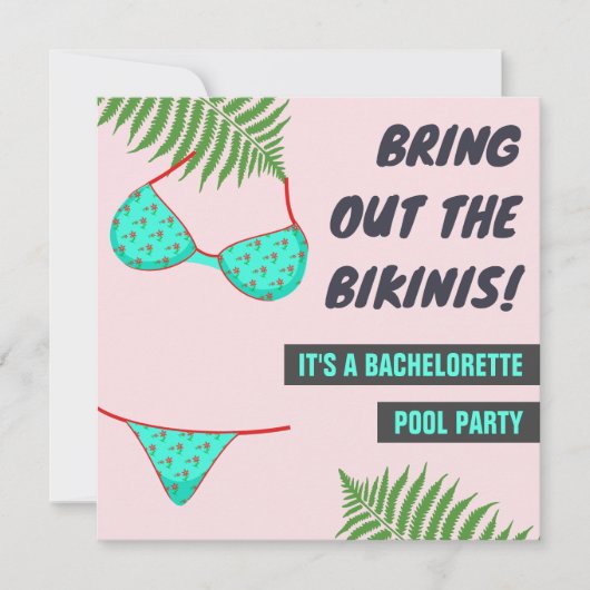 Leuke Bikini Zwembad Bachelorette Party Uitnodigin Kaart (Voorkant)