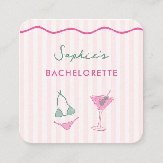 Leuke Bikinis Martinis Bachelorette QR Code-regist Informatiekaartje (Achterkant)