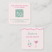 Leuke Bikinis Martinis Bachelorette QR Code-regist Informatiekaartje (Voorkant / Achterkant)
