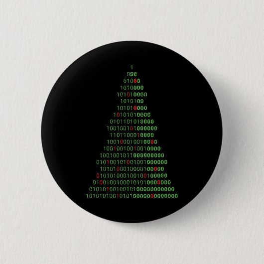 Leuke binaire kerstboom computerprogrammeurs en ronde button 5,7 cm (Voorkant)
