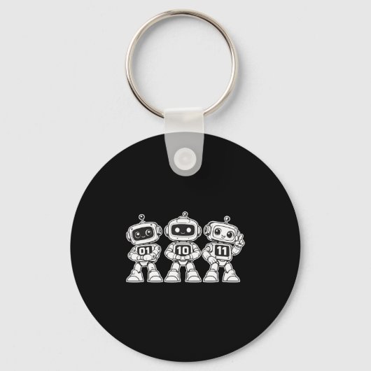 Leuke binaire robots 01 10 11 schattige codeerrobo sleutelhanger (Voorkant)