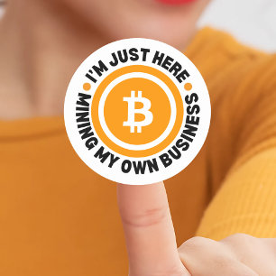 Leuke Bitcoin GEWOON MINING MIJN EIGEN BEDRIJF Cry Ronde Sticker