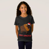 Leuke bizon Kerstboom Lights Xmas Feestdagen T-shirt (Voorkant volledig)