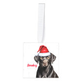 Leuke Black Lab Santa Dog Twee Foto Kerstmis Decoratie (Voorkant)