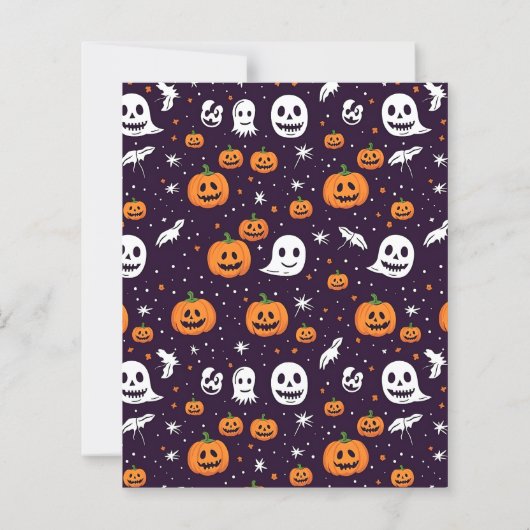 Leuke Black & Oranje Boo Halloween Uitnodiging (Achterkant)