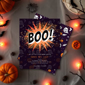 Leuke Black & Oranje Boo Halloween Uitnodiging