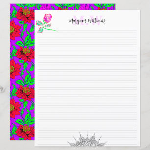 Leuke blanco monogram bloemen briefpapier