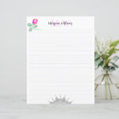 Leuke blanco monogram bloemen briefpapier (Staand voorkant)