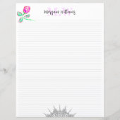 Leuke blanco monogram bloemen briefpapier (Voorkant)