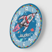 Leuke blauwe aqua kinder/jongens wandklok  van een (Hoek)