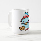 Leuke blauwe axolotls kerst koffiemok (Voorkant links)
