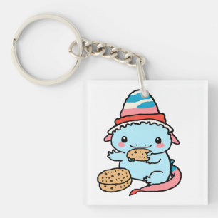 Leuke blauwe axolotls kerst sleutelhanger