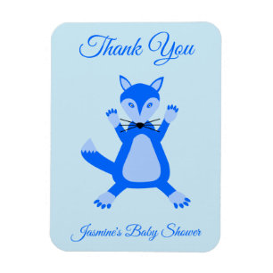 Leuke Blauwe Baby Boy Fox Custom Baby shower Magneet