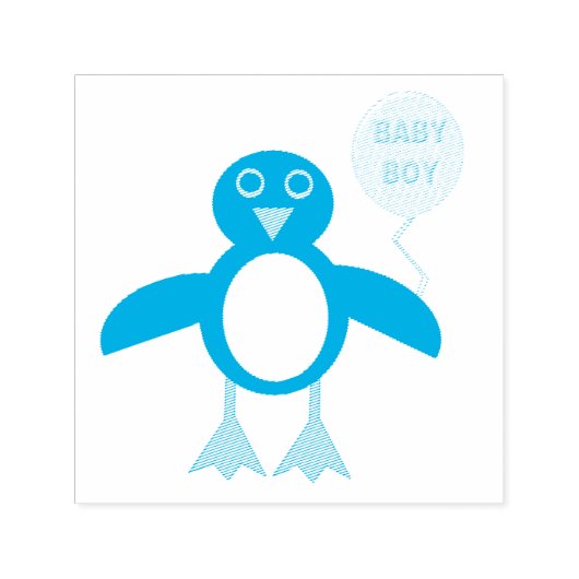 Leuke blauwe Baby Jongen Pinguïn Zelfinkt Stempel (Design)