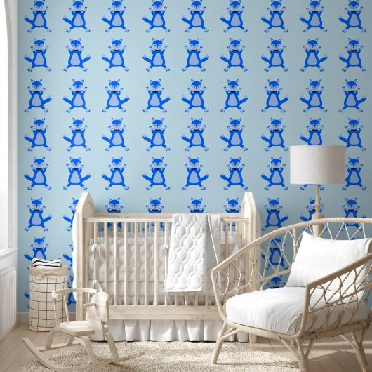 Leuke blauwe baby jongen vos behang (Kinderen)