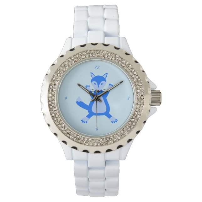 Leuke blauwe baby jongen vos horloge (Voorkant)