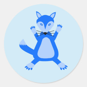 Leuke blauwe baby jongen vos ronde sticker