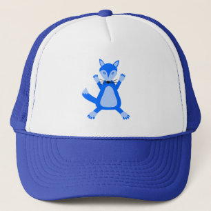 Leuke blauwe baby jongen vos trucker pet