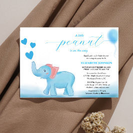 Leuke blauwe baby olifant met liefde baby shower kaart