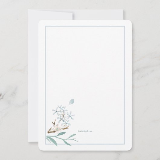 Leuke Blauwe Bloemen Uitnodiging (Achterkant)