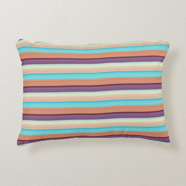 Leuke blauwe bruine strepen  accent kussen (Voorkant)